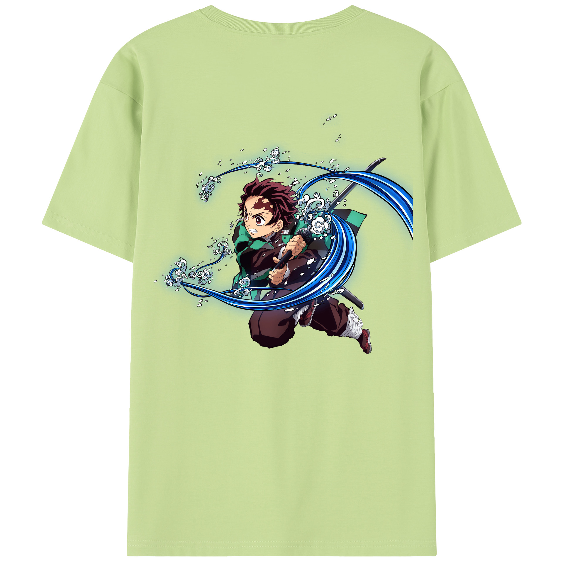（画像用） 鬼滅の刃 竈門 炭治郎／かまど たんじろう Kamado Tanjirou 綿100％半袖Tシャツ（背面プリント）